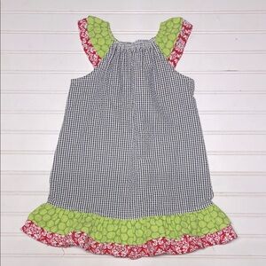 THE BAILEY BOYS EUC Preppy Navy Gingham Ruffle Sleeve Dress